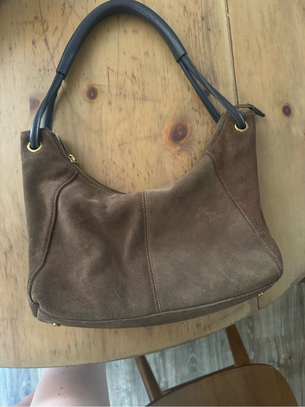 Brandy Melville Brown Suede Hobo Shoulder Bag